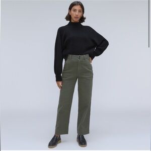 Everlane The Twill Wide Leg Pant, Kambaba (olive green), Size 00